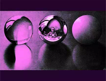 Cuadro titulado Tres Esferas II de Maurits Cornelis Escher, 1946